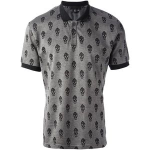 Alexander McQueen Men's Gray Pique Skull Shirt